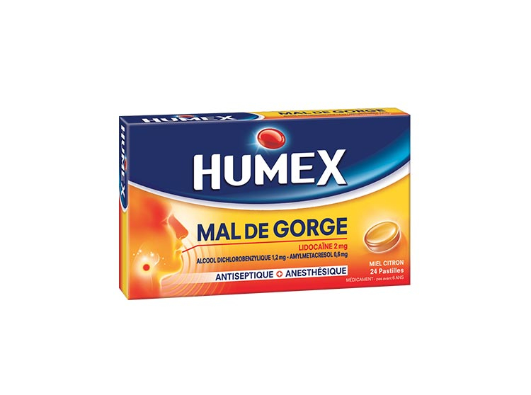 Humex Mal De Gorge Lidocaine Miel Citron 24 Pastilles Pharmacie En Ligne Pharmacie Du Polygone