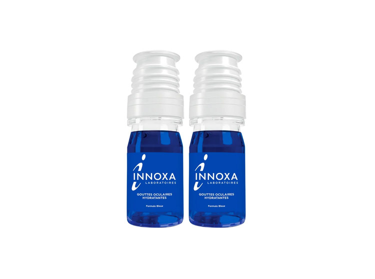 Gouttes oculaires hydratantes yeux rouges et fatigués formule bleue Innoxa  - flacon de 10 ml