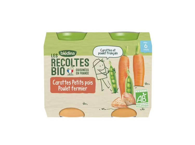 BLEDINA Les récoltes bio carottes petits pois poulet fermier dès 6 mois  2x200g - Parapharmacie - Pharmarket