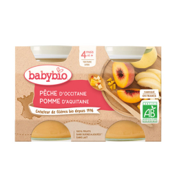 Babybio Petits pots Pêche d'Occitanie pomme d'Aquitaine BIO - 2x130g