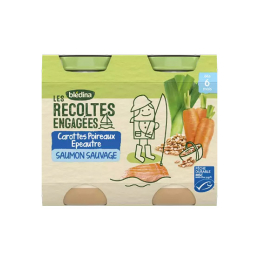 Blédina Les Récoltes Engagées Carottes Poireaux Epeautre Saumon Sauvage BIO - 2 x 200 g