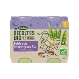 Blédina Les Récoltes BIO Petit Pot Petits pois Champignons Riz - 2x200g