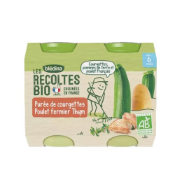 Blédina Les Récoltes Bio Petit Pot Courgettes Poulet Thym - 2x200g