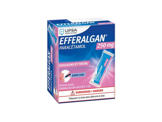 Upsa Efferalgan 250mg Fraise - 10 sachets de granulés