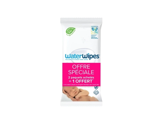 Lingettes Bébé - 2x28 lingettes + 1 pack OFFERT