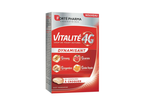 Vitalité 4G Dynamisant et Energisant Goût Mandarine - 30 comprimés à croquer