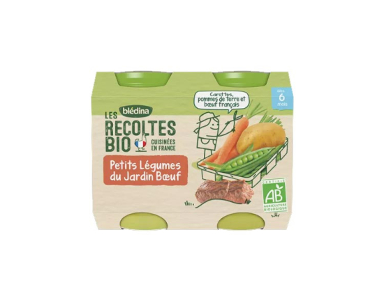 Blédina Les Récoltes BIO Petit Pot Légumes du Jardin Boeuf - 2 x 200 g