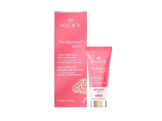 Nuxe Prodigieuse Boost Gel-crème Eclat Multi-correction 40ml + Baume-huile Récupérateur Nuit OFFERT