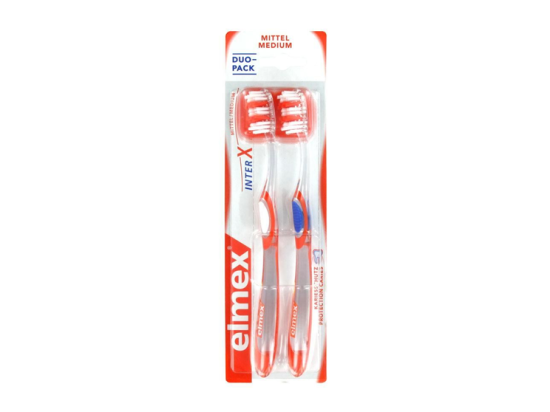 Elmex Brosse à Dents InterX Protection Caries  Medium  - 2 brosses à dents