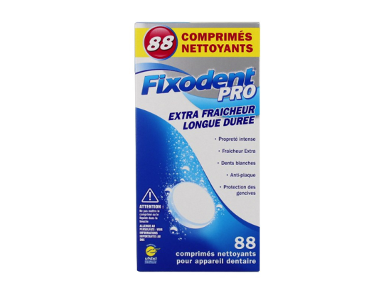 Fixodent Pro EXTRA fraicheur longue durée - 88 comprimés nettoyants