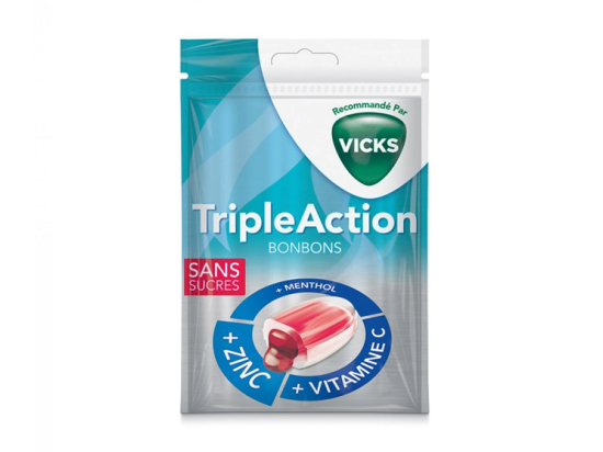 Vicks Bonbons Triple action sans sucres - 72g