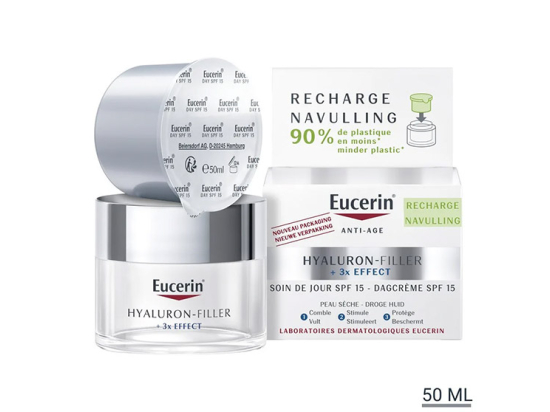 Eucerin Hyaluron-Filler + 3 x Effect Eco-Recharge Soin de jour Peau Sèche SPF15 - 50 ml