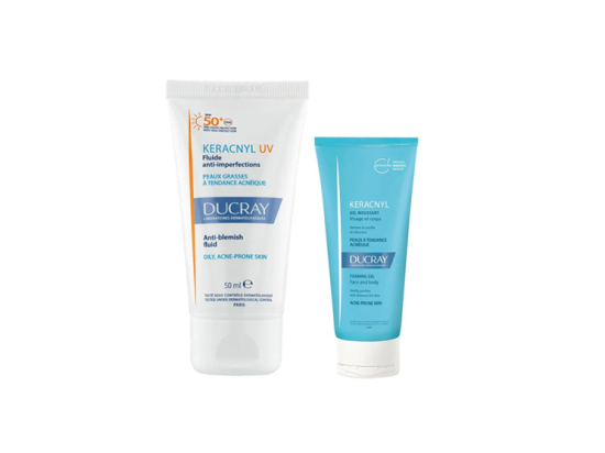 Keracnyl UV fluide anti-imperfections + Keracnyl gel moussant Offert