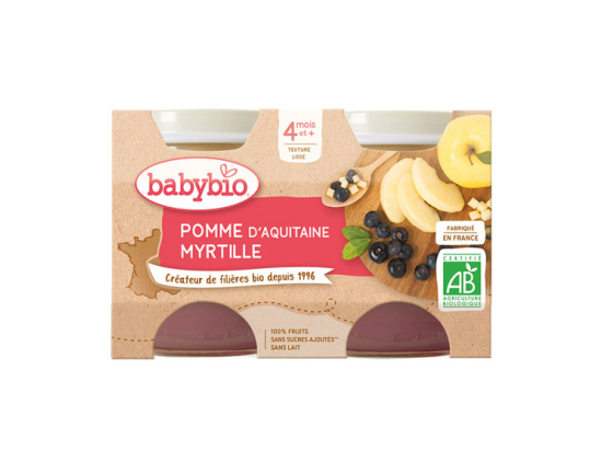 Babybio Petits pots pomme d'Aquitaine & Myrtille BIO - 2x130g