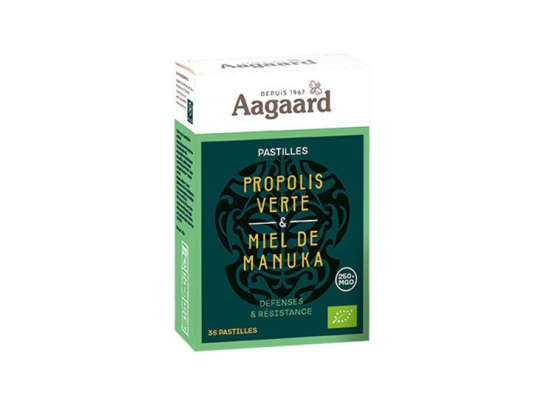 Aagaard Pastilles Popolis verte et Miel de manuka BIO - 36 pastilles