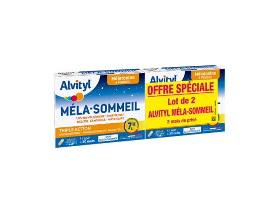 Mela-Sommeil Triple action - 2x30 gélules végétales