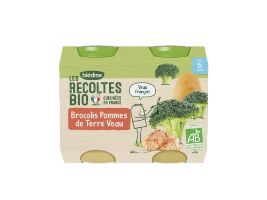 Blédina Les Récoltes BIO Petit Pot Brocolis Pomme de Terre Veau - 2x200g