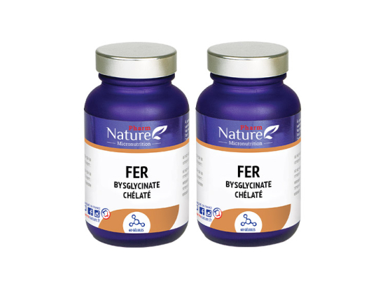 Pharm Nature Micronutrition Fer bisglycinate chélaté - 2 x 60 gélules