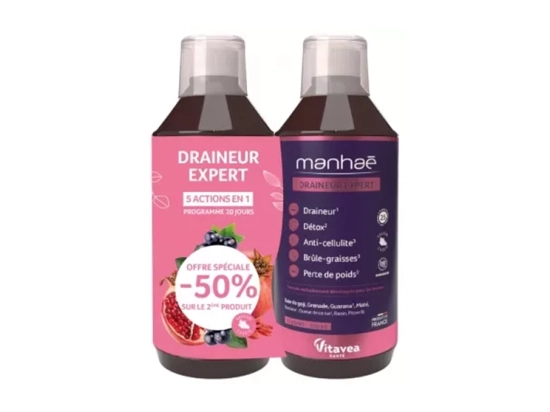 Manhaé Draineur Expert 5 actions en 1 - 2x500ml