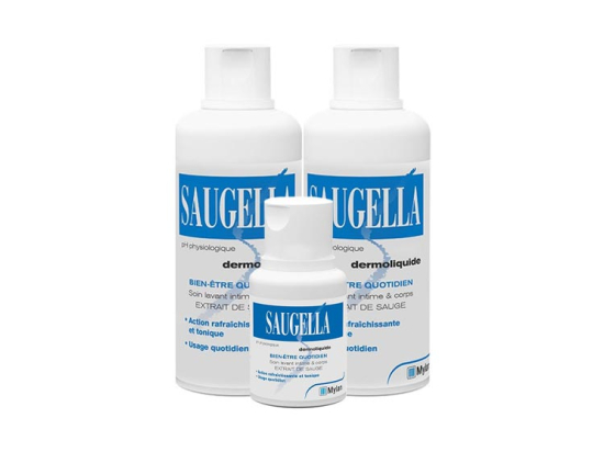 Saugella Dermoliquide Soin Lavant intime - 2x500ml + 100ml OFFERT