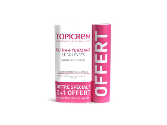 Topicrem Stick à Lèvres Ultra-Hydratant - 2+1 Offert