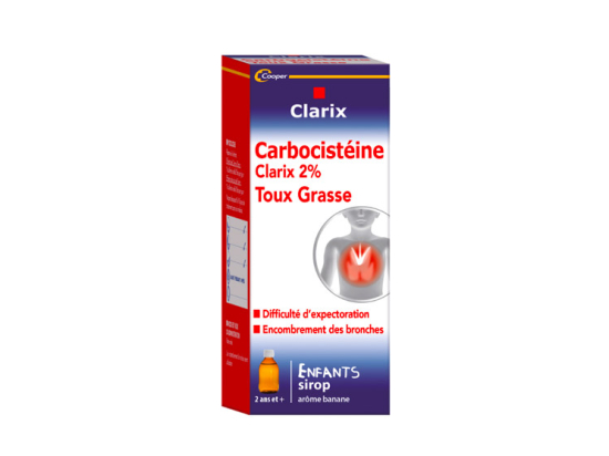 Carbocistéine Clarix 2% enfants Toux grasse - 150ML