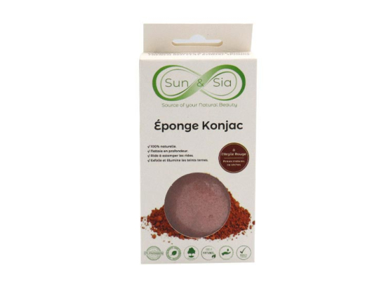 Sun & Sia Éponge konjac argile rouge