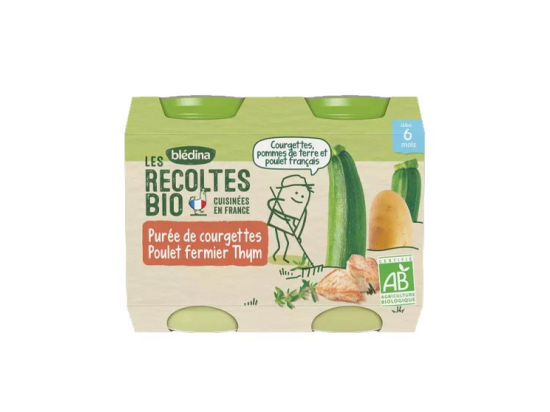 Blédina Les Récoltes Bio Petit Pot Courgettes Poulet Thym - 2x200g