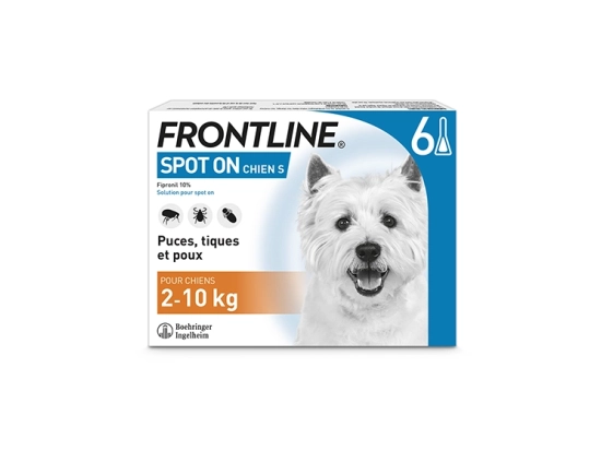 Spot-on Chien S - Pipettes anti-puces pour chien de 2 à 10 kg - 6 pipettes de 0,67ml