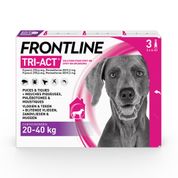 Tri-Act Chien L - Pipettes anti-puces pour chien de 20 à 40 kg - 3 pipettes de 4ml