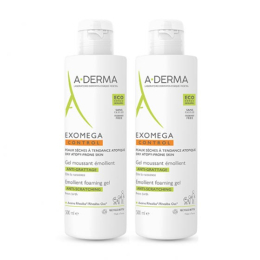 A-derma Exomega control Gel moussant émolient - 2x500ml