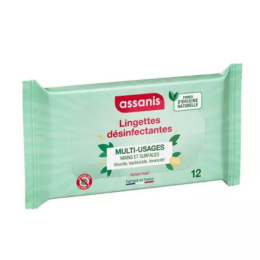 Lingettes pocket désinfectantes multi-usages - x12