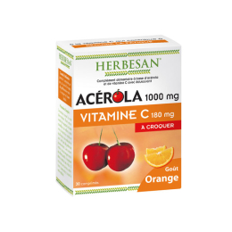 Acerola 1000mg goût orange - 30 comprimés à croquer