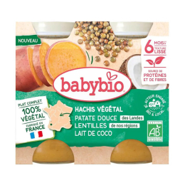 Petits pots Hachis végétal, Patate douce, Lentilles, Lait de Coco - 2x200g