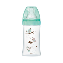 Biberon en Verre Initiation Vert Motif Oiseaux - 270ml