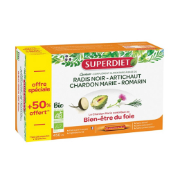 Superdiet Radis noir Artichaut BIO - 20 ampoules + 10 OFFERTES