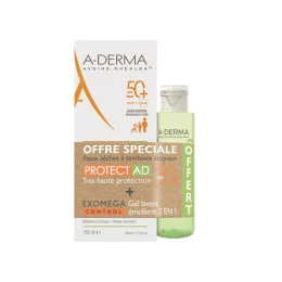 Protect AD Crème solaire SPF50 + Gel lavant émollient offert - 150ml