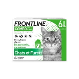 Combo Chat - Pipette anti-puces pour chat et furet - 6 pipettes de 0,5ml