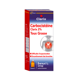 Carbocistéine Clarix 2% enfants Toux grasse - 150ML