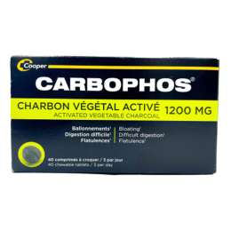 Carbophos Charbon végétal activé 1200mg - 40 comprimés à croquer