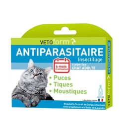 Pipettes Antiparasitaires pour Chats - 6x1ml