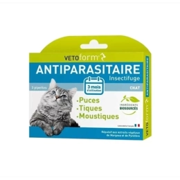 Antiparasitaire Insectifuge Chat - 3 pipettes