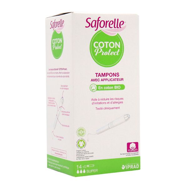 Saforelle Tampons avec applicateur coton BIO - x14 Super