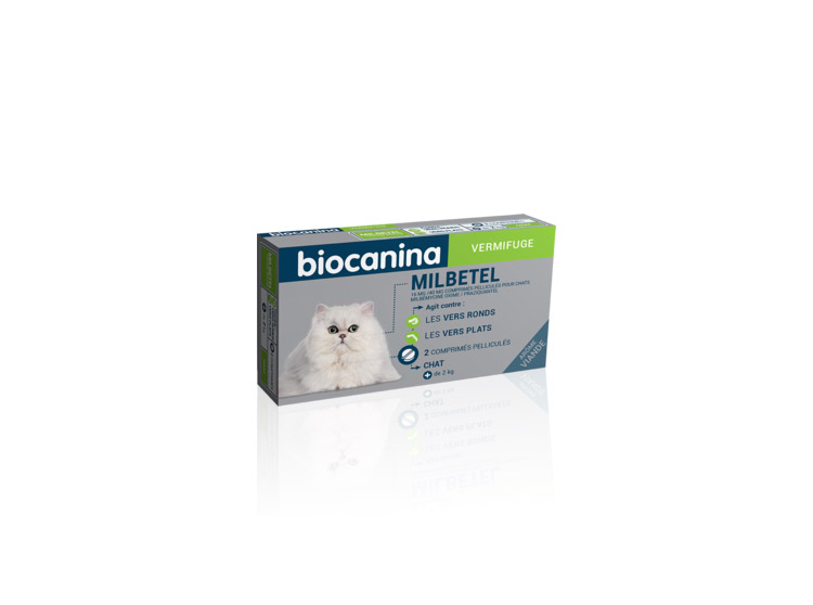 MILPRAZIKAN CHAT 16 mg/40 mg boite de 2 comprimés