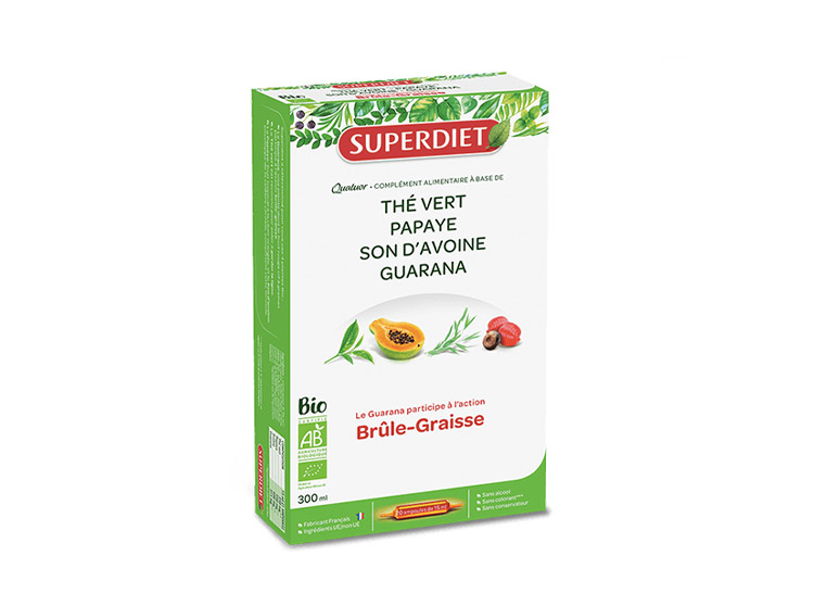 Superdiet Quatuor Guarana Brûle-graisse BIO - 30 ampoules