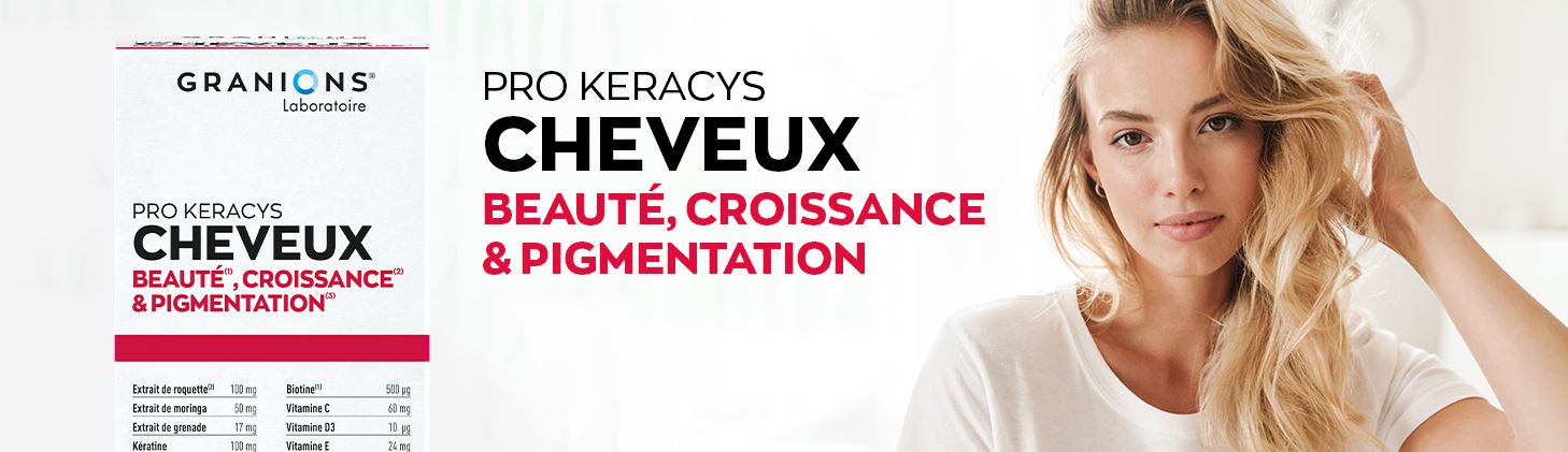 Bannière Granions Pro Keracys Cheveux Beauté & Croissance - 56 comprimés à croquer