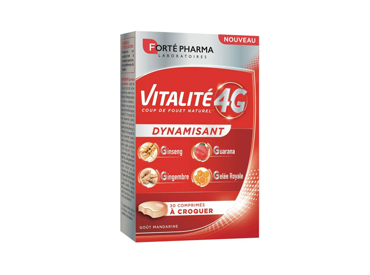 Vitalité 4G Dynamisant et Energisant Goût Mandarine - 30 comprimés à croquer