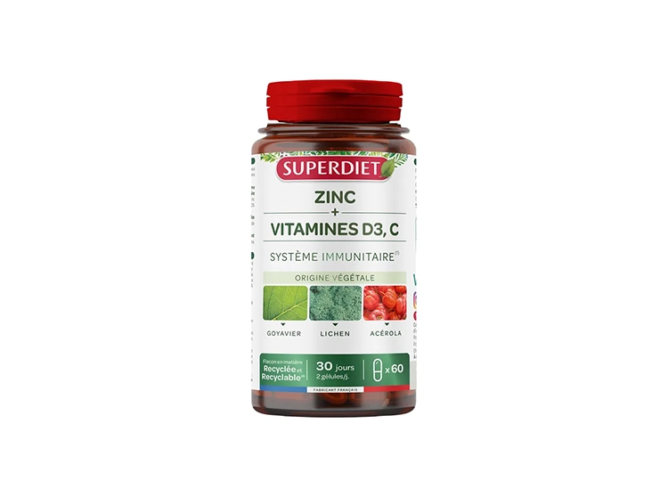 Système Immunitaire Zinc + Vitamines D3 et C - 60 gélules