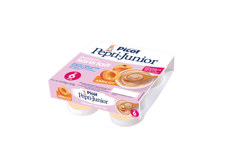 Pepti-Junior Dessert bébé sans lait goût abricot - 4 x 100g