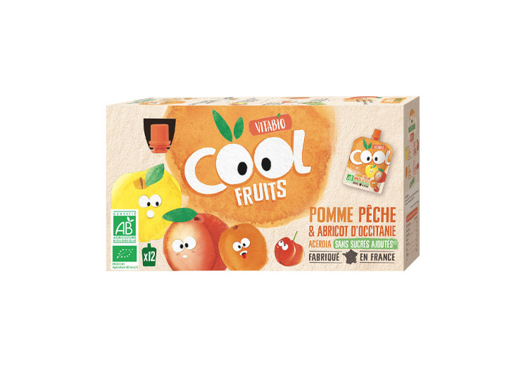 Cool Fruits Pomme Pêche Abricot BIO - 12 x 90g